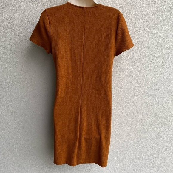 Madewell Texture & Thread Faux Wrap Side Tie Dress in Mustard Yellow Ochre Sz S - Picture 3 of 6